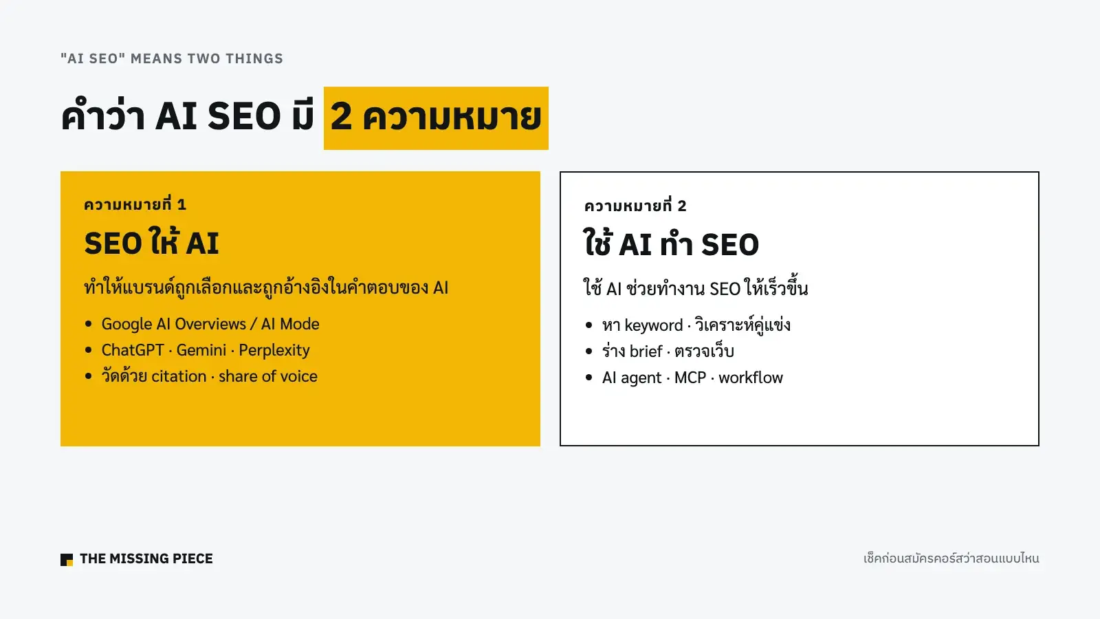 เปรียบเทียบ 2 ความหมายของ AI SEO: SEO ให้ AI กับใช้ AI ทำ SEO